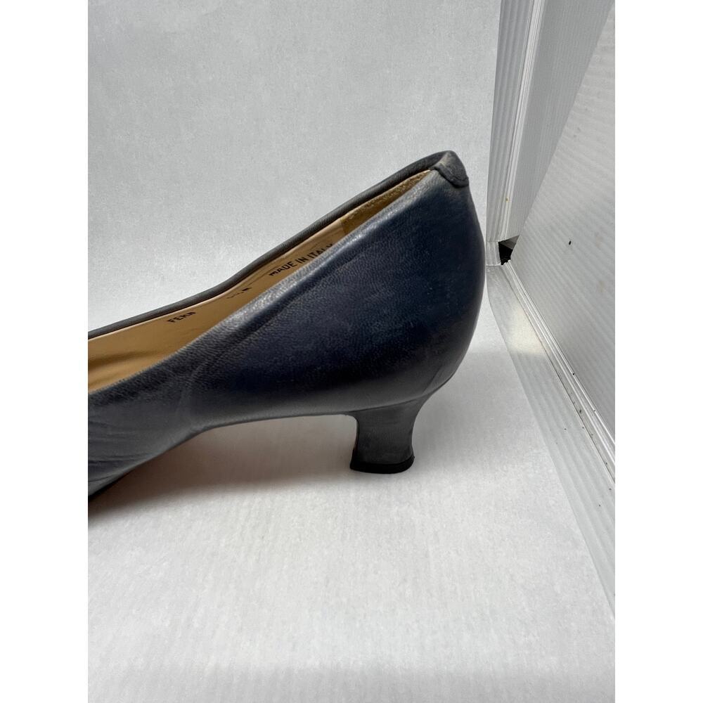 Vintage Bally Navy Blue Leather Pumps Made in Italy Size 6.5 - Picture 6 of 12